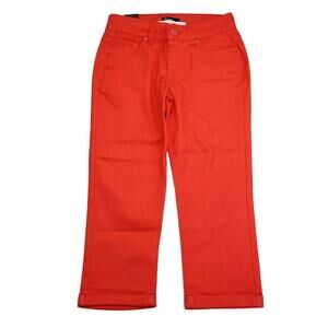 Reve Jeans Pants Womens 0 Orange Low Rise Button Zip Stretch Denim Casual Capri